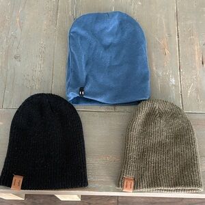 Beau Hudson Set of Three Beanies - Blue, Black, and Olive